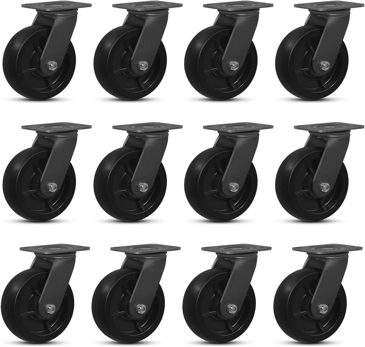 6 Inch Dumpster and Trash Bin Industrial Casters Heavy Duty Polyolefin Wheels