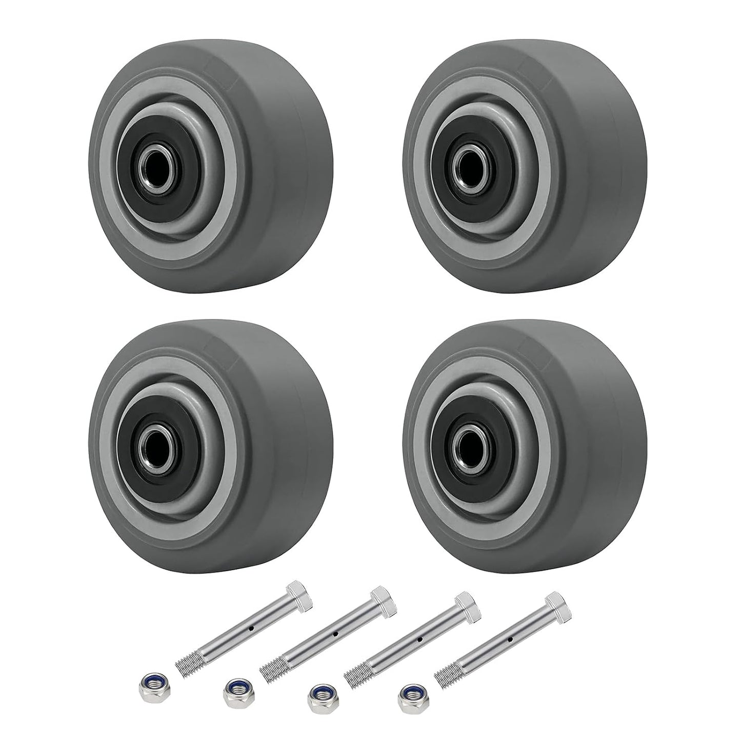 Thermoplastic Rubber Wheel (Flat Tread), Roller Bearing-1/2" Bore, Industrial Wheel 400 lbs Capacity Per Wheel