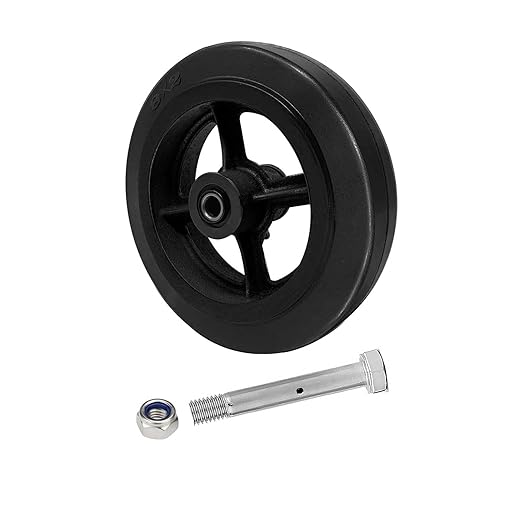 Black Rubber Tread on Cast Iron Wheel, Roller Bearing-1/2" Bore, Set of 2 with up to 800 LB Capacity