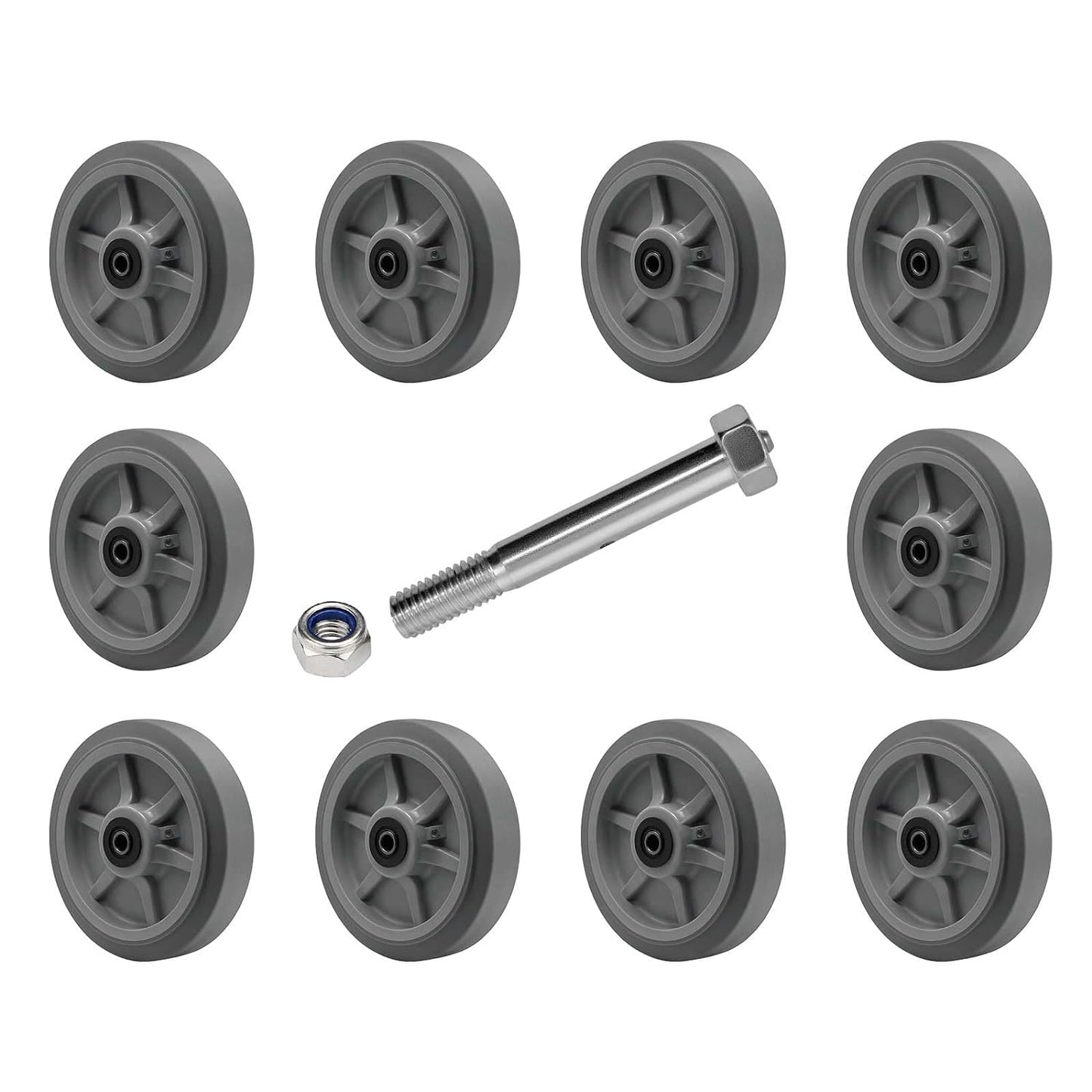 Thermoplastic Rubber Wheel (Flat Tread), Roller Bearing-1/2" Bore, Industrial Wheel 400 lbs Capacity Per Wheel