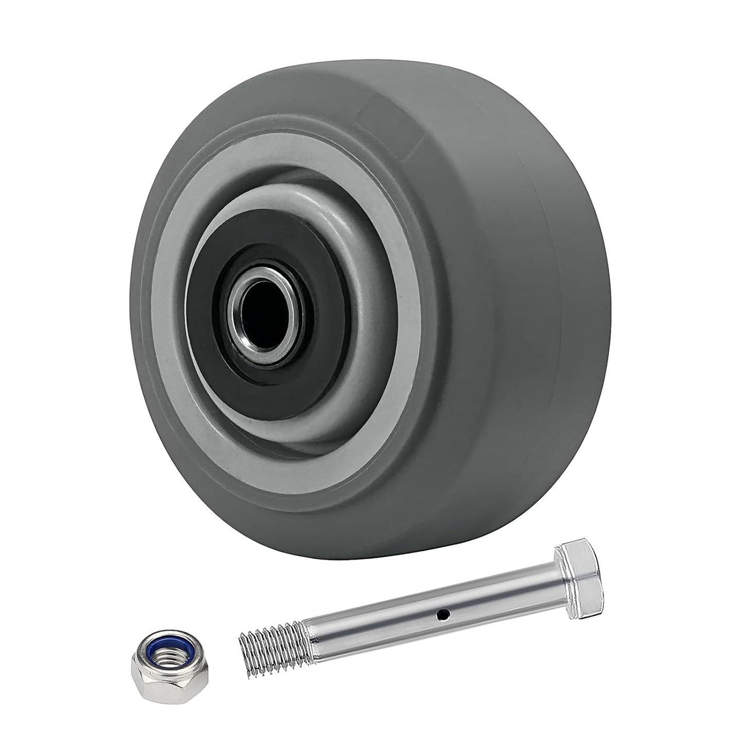 Thermoplastic Rubber Wheel (Flat Tread), Roller Bearing-1/2" Bore, Industrial Wheel 400 lbs Capacity Per Wheel