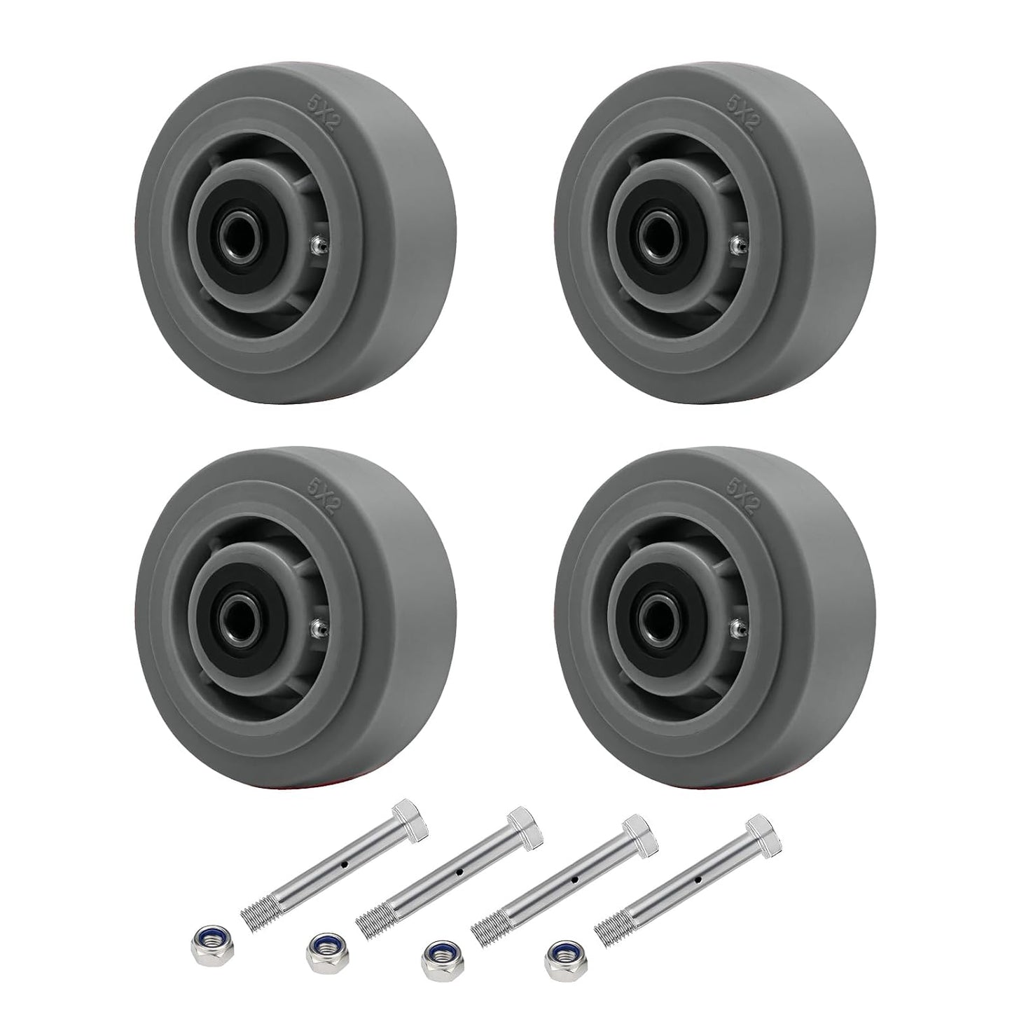 Thermoplastic Rubber Wheel (Flat Tread), Roller Bearing-1/2" Bore, Industrial Wheel 400 lbs Capacity Per Wheel