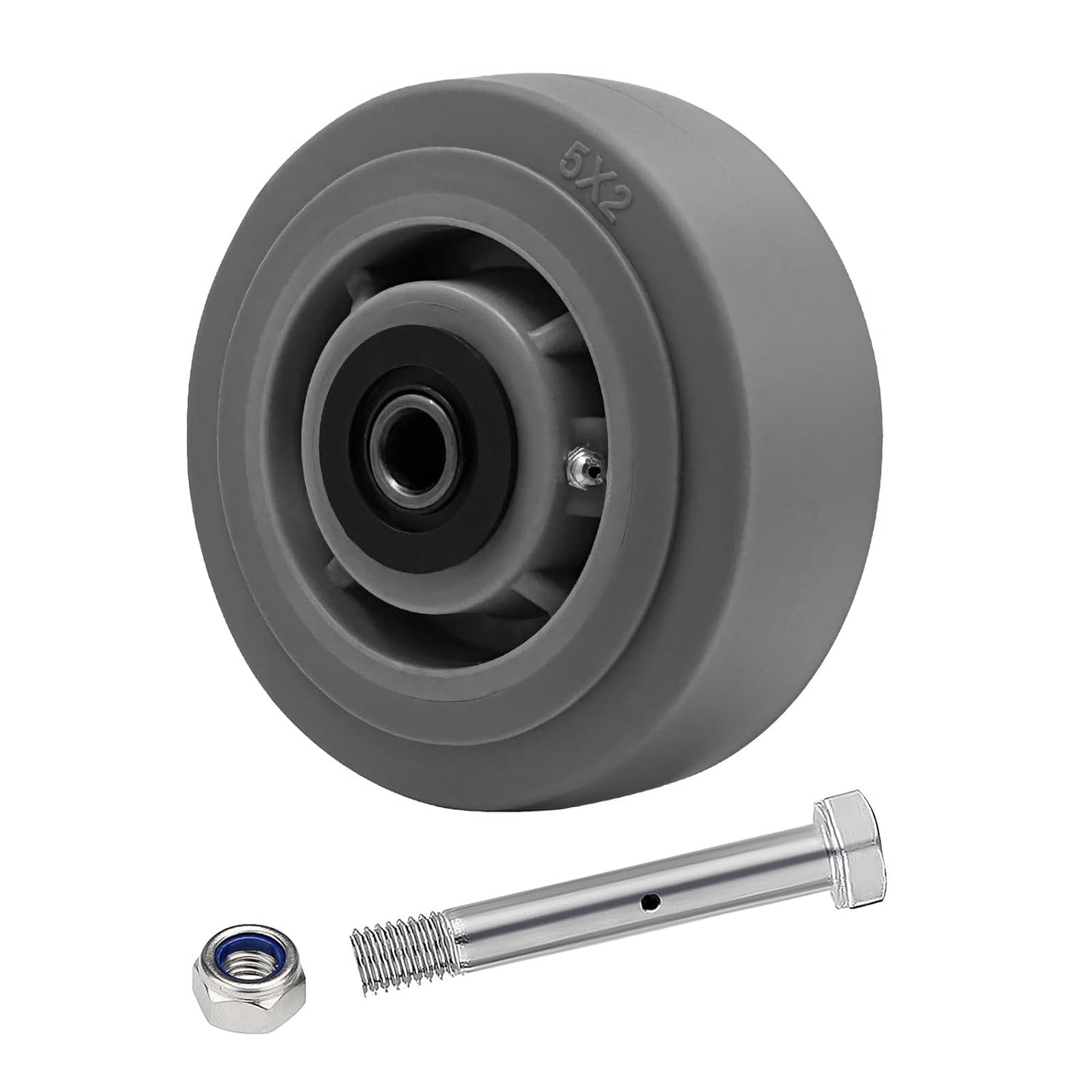 Thermoplastic Rubber Wheel (Flat Tread), Roller Bearing-1/2" Bore, Industrial Wheel 400 lbs Capacity Per Wheel