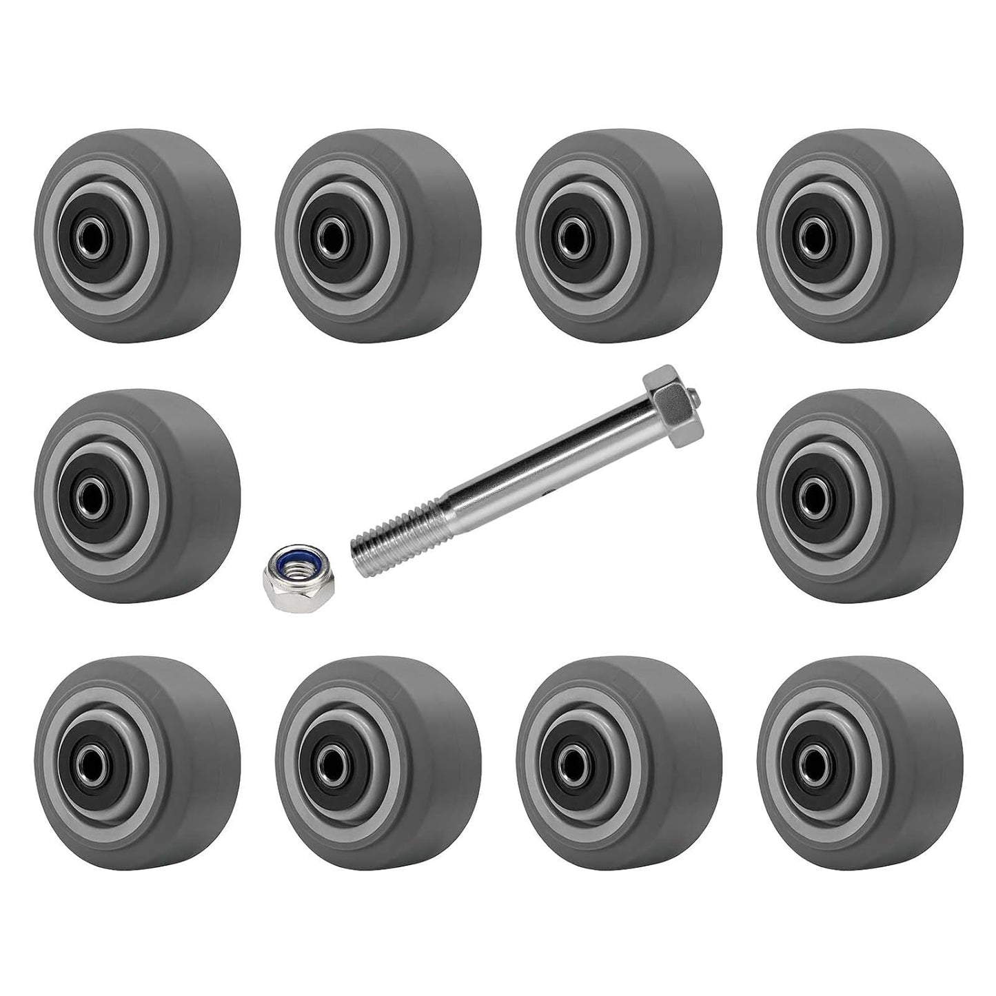 Thermoplastic Rubber Wheel (Flat Tread), Roller Bearing-1/2" Bore, Industrial Wheel 400 lbs Capacity Per Wheel