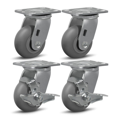 Thermoplastic Rubber Wheels(Crown Tread) -Heavy Duty Caster Wheels for Furniture Platform Trucks Workbench