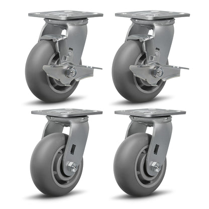 Thermoplastic Rubber Wheels(Crown Tread) -Heavy Duty Caster Wheels for Furniture Platform Trucks Workbench