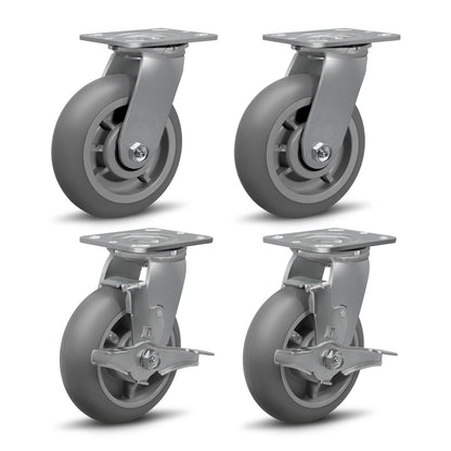 Thermoplastic Rubber Wheels(Crown Tread) -Heavy Duty Caster Wheels for Furniture Platform Trucks Workbench