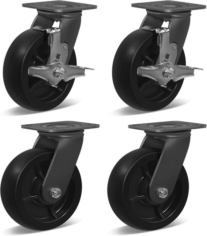 6 Inch Dumpster and Trash Bin Industrial Casters  Heavy Duty Polyolefin Wheels