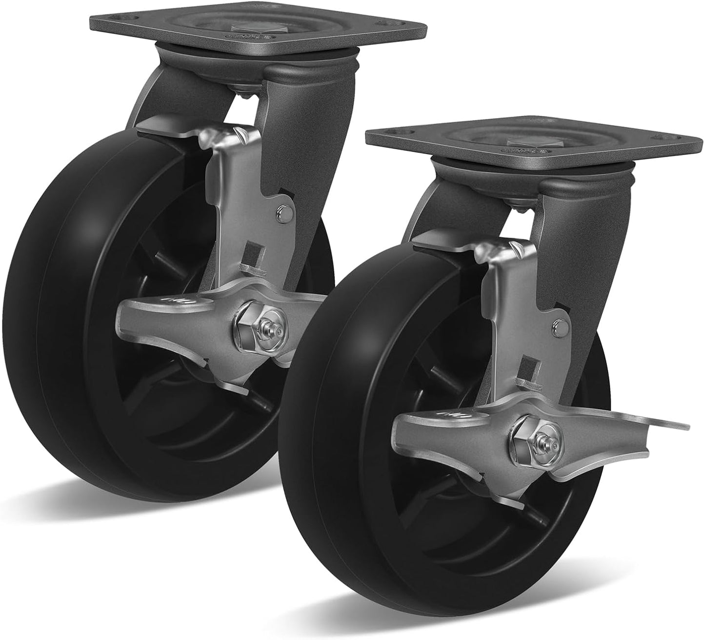 6 Inch Dumpster and Trash Bin Industrial Casters  Heavy Duty Polyolefin Wheels