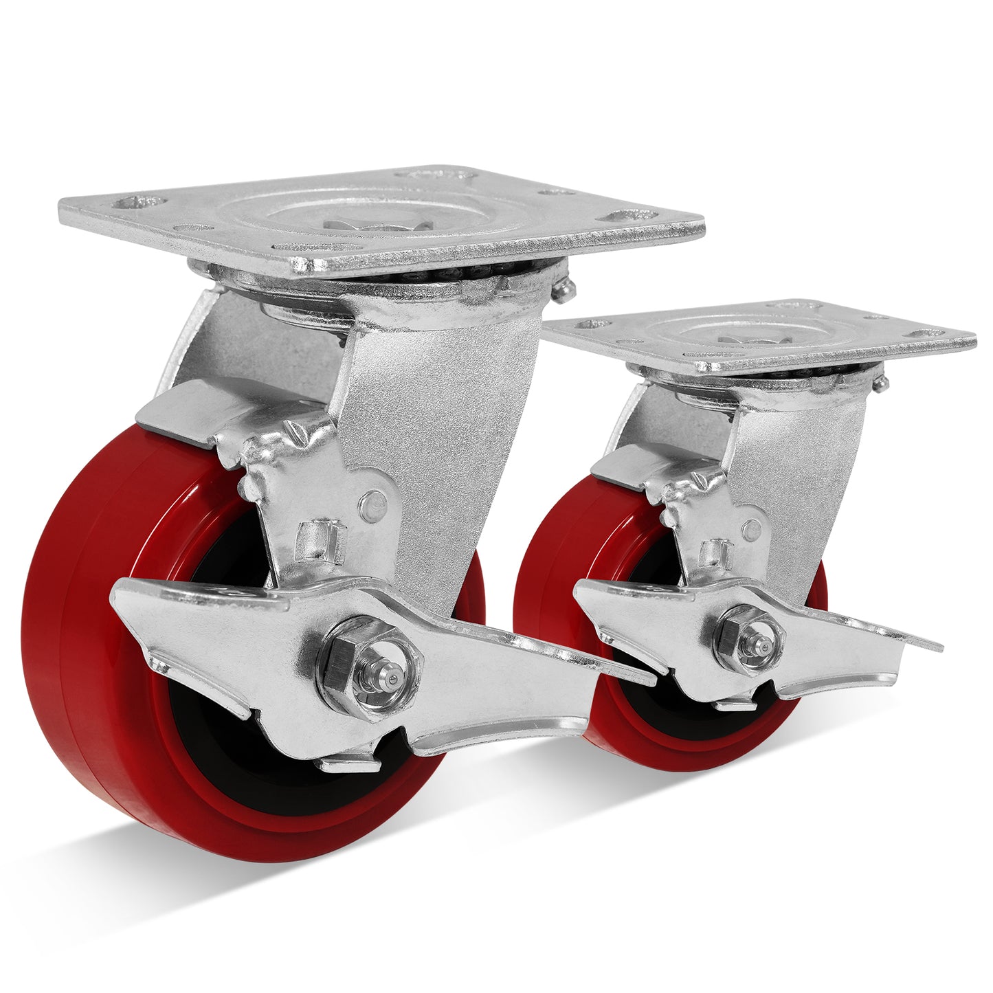 Polyurethane Tread on Polypropylene Core (RED) Heavy Duty Casters with 1200lbs Capacity, Widely Used in Platform Trucks, Furniture, Workbench, Tool Box   You