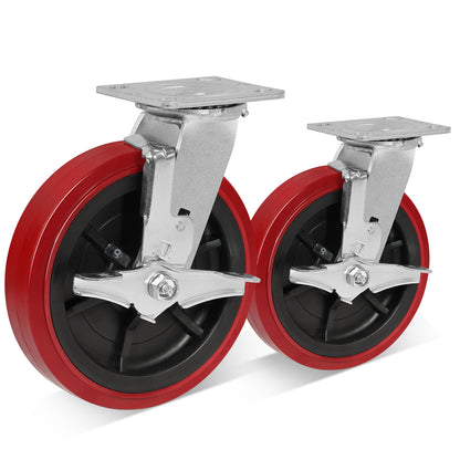 Polyurethane Tread on Polypropylene Core (RED) Heavy Duty Casters with 1200lbs Capacity, Widely Used in Platform Trucks, Furniture, Workbench, Tool Box   You