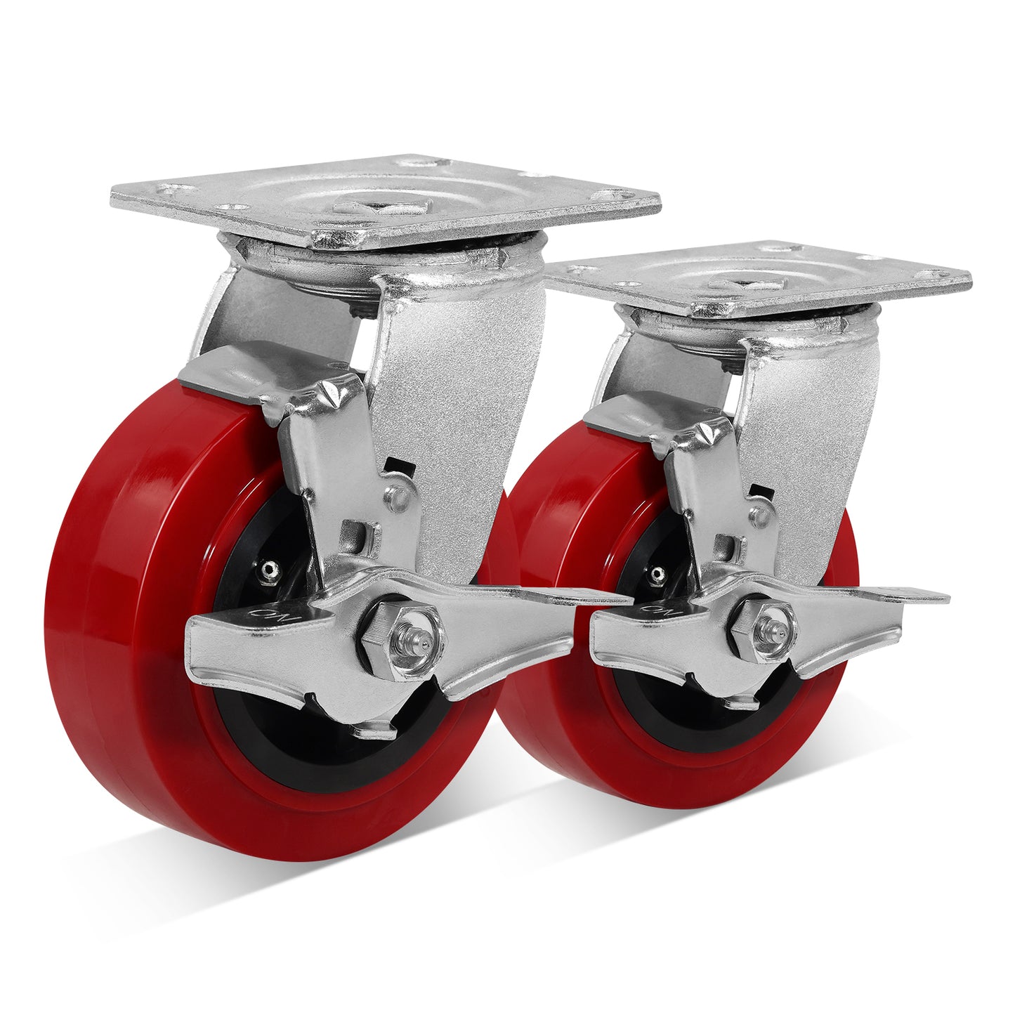Polyurethane Tread on Polypropylene Core (RED) Heavy Duty Casters with 1200lbs Capacity, Widely Used in Platform Trucks, Furniture, Workbench, Tool Box   You