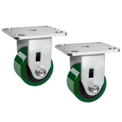 Polyurethane Wheel Swivel Casters,Rigid, Break, Industrial Load Capacity 4800lbs(Green)