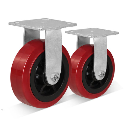 Polyurethane Tread on Polypropylene Core (RED) Heavy Duty Casters with 1200lbs Capacity, Widely Used in Platform Trucks, Furniture, Workbench, Tool Box   You