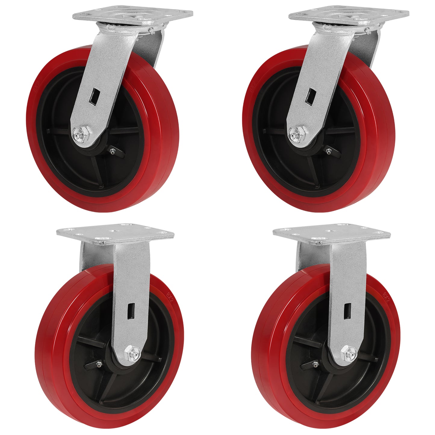 Polyurethane Tread on Polypropylene Core (RED) Heavy Duty Casters with 1200lbs Capacity, Widely Used in Platform Trucks, Furniture, Workbench, Tool Box   You