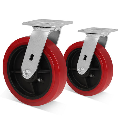 Polyurethane Tread on Polypropylene Core (RED) Heavy Duty Casters with 1200lbs Capacity, Widely Used in Platform Trucks, Furniture, Workbench, Tool Box   You