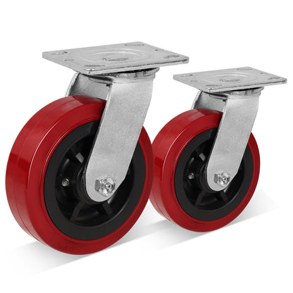 Polyurethane Tread on Polypropylene Core (RED) Heavy Duty Casters with 1200lbs Capacity, Widely Used in Platform Trucks, Furniture, Workbench, Tool Box   You