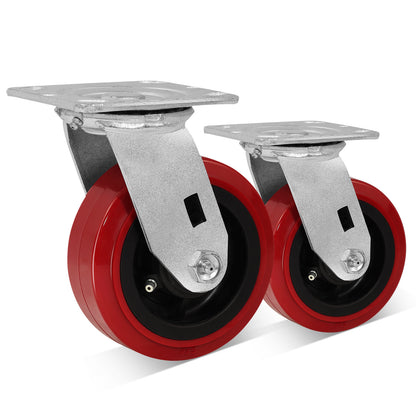Polyurethane Tread on Polypropylene Core (RED) Heavy Duty Casters with 1200lbs Capacity, Widely Used in Platform Trucks, Furniture, Workbench, Tool Box   You