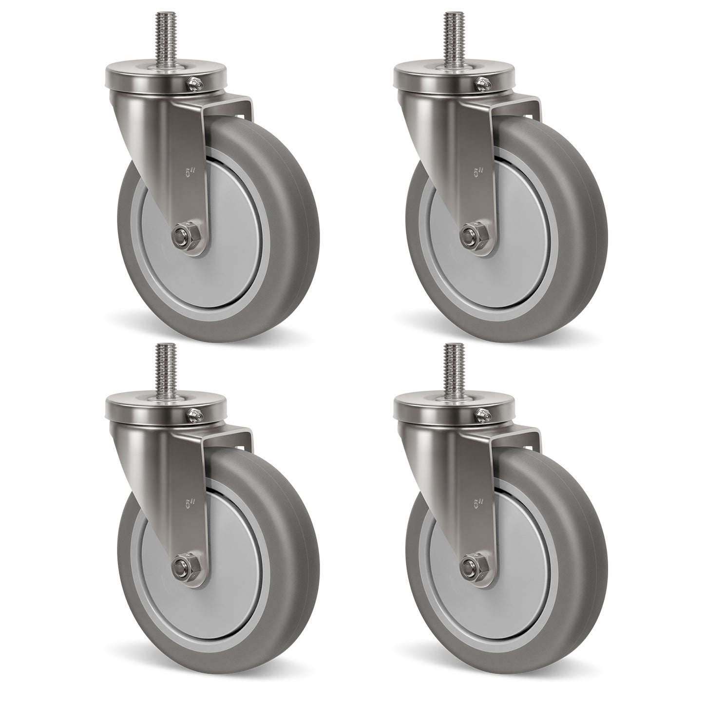 Stem Stainless Steel Caster Wheels, Anti-Corrosion Rubber Caster Wheels for Hospitals Food Labs