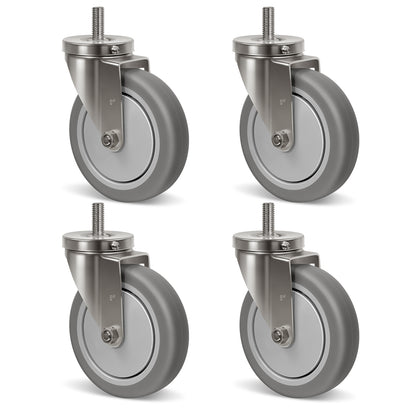 Stem Stainless Steel Caster Wheels, Anti-Corrosion Rubber Caster Wheels for Hospitals Food Labs