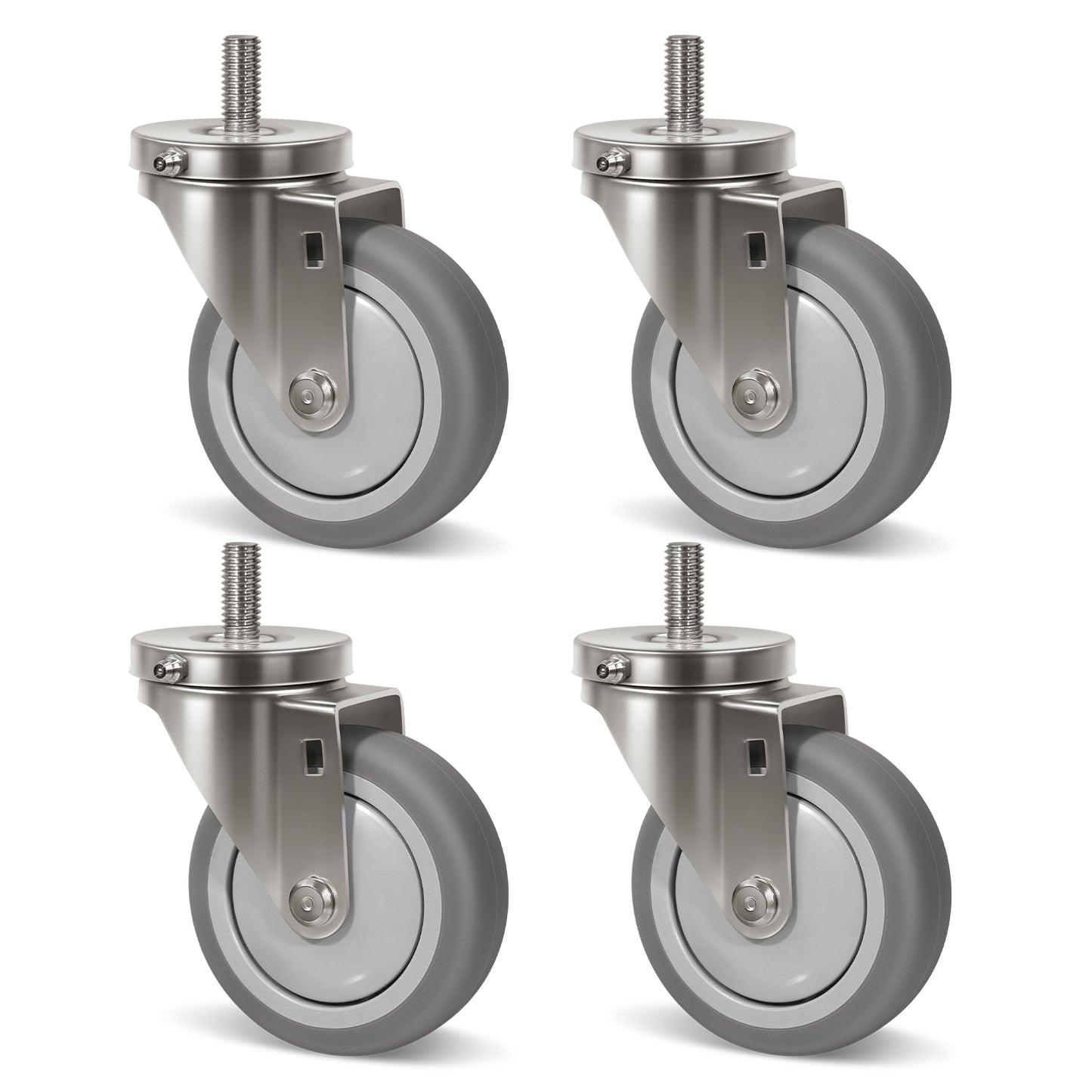 Stem Stainless Steel Caster Wheels, Anti-Corrosion Rubber Caster Wheels for Hospitals Food Labs