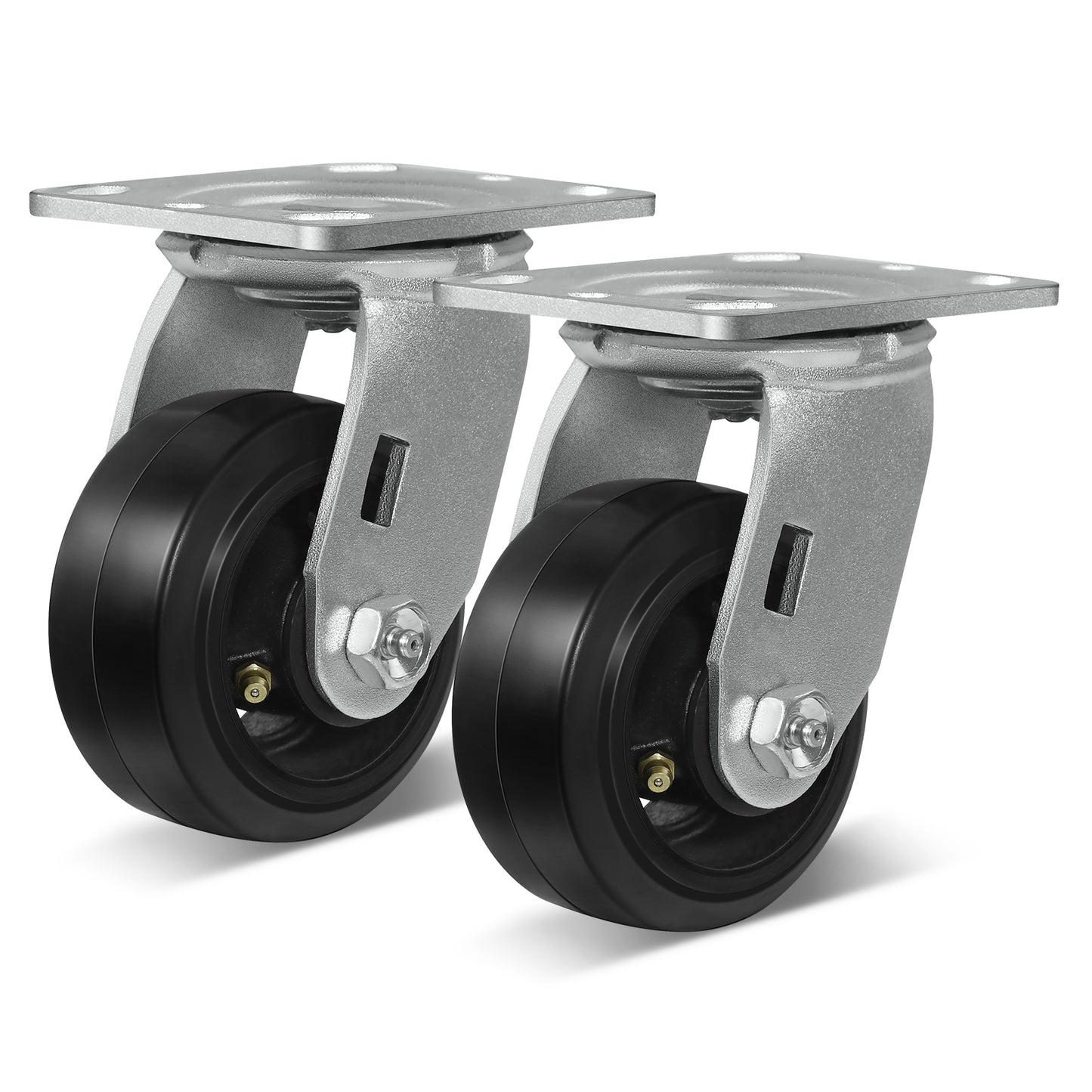 Heavy Duty Casters - Rubber Tread on Cast Iron Core, Caster Wheels for Heavy-Duty Mobility