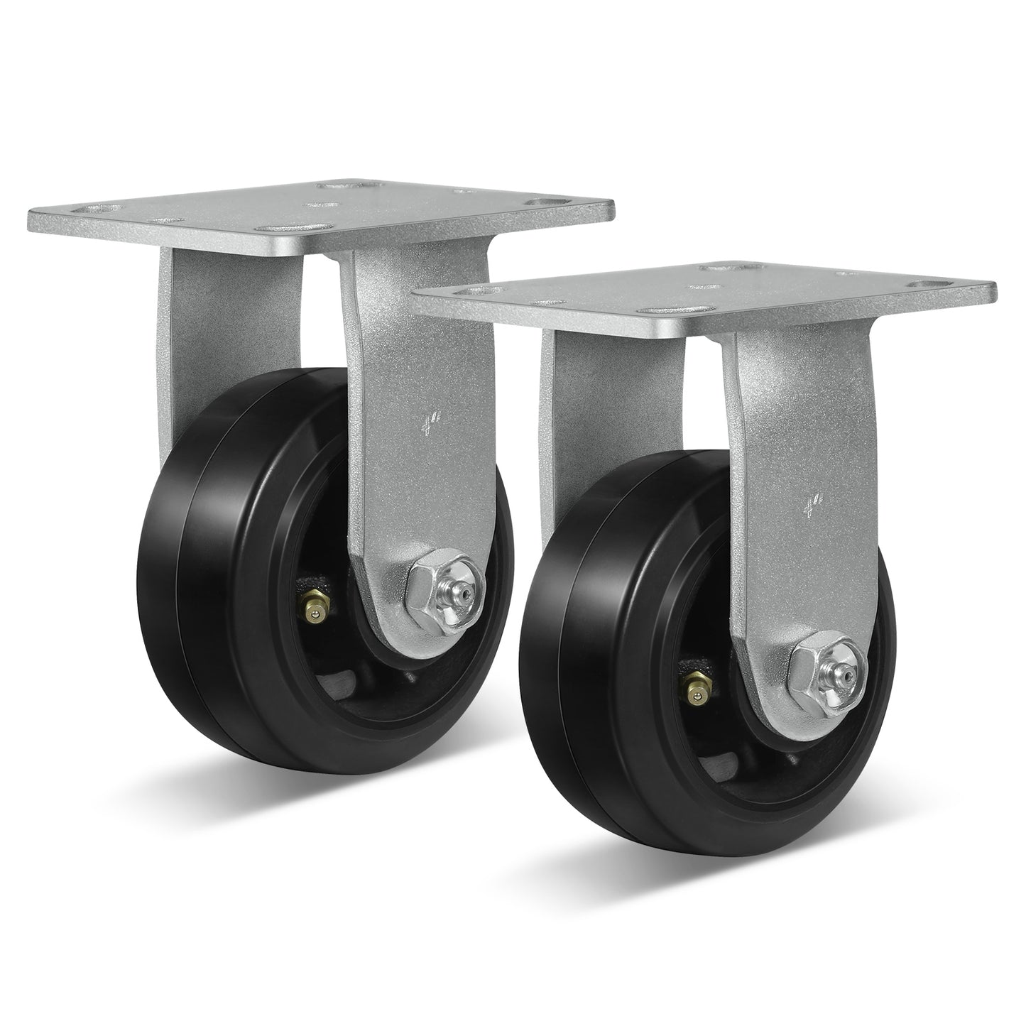 Heavy Duty Casters - Rubber Tread on Cast Iron Core, Caster Wheels for Heavy-Duty Mobility
