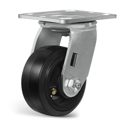 Heavy Duty Casters - Rubber Tread on Cast Iron Core, Caster Wheels for Heavy-Duty Mobility