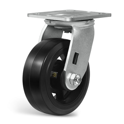 Heavy Duty Casters - Rubber Tread on Cast Iron Core, Caster Wheels for Heavy-Duty Mobility