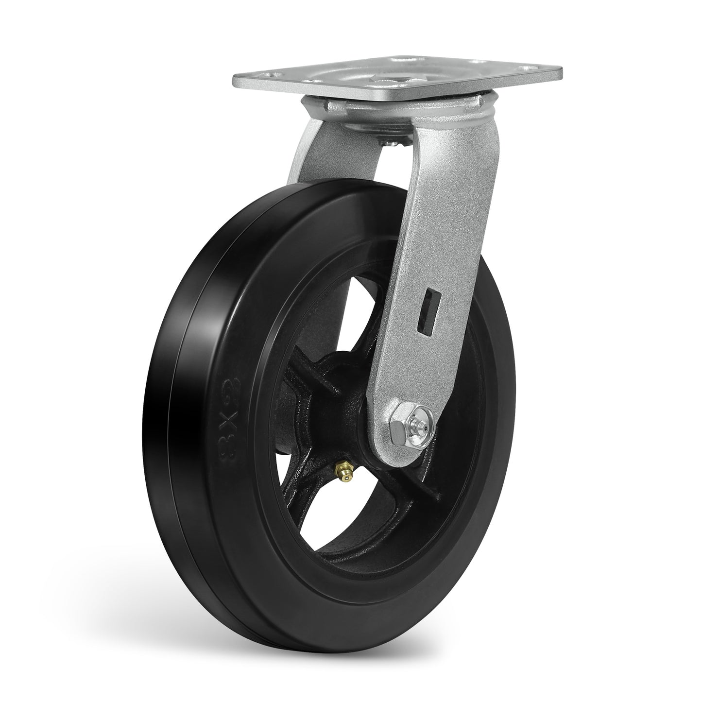 Heavy Duty Casters - Rubber Tread on Cast Iron Core, Caster Wheels for Heavy-Duty Mobility