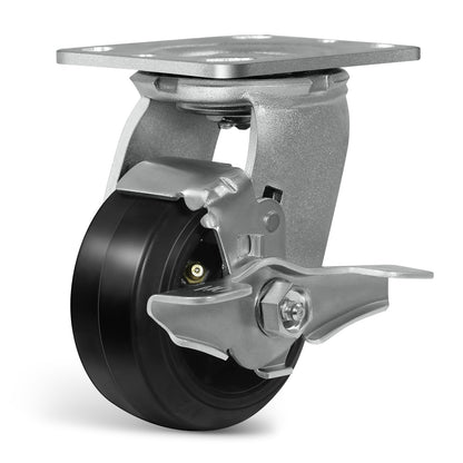 Heavy Duty Casters - Rubber Tread on Cast Iron Core, Caster Wheels for Heavy-Duty Mobility