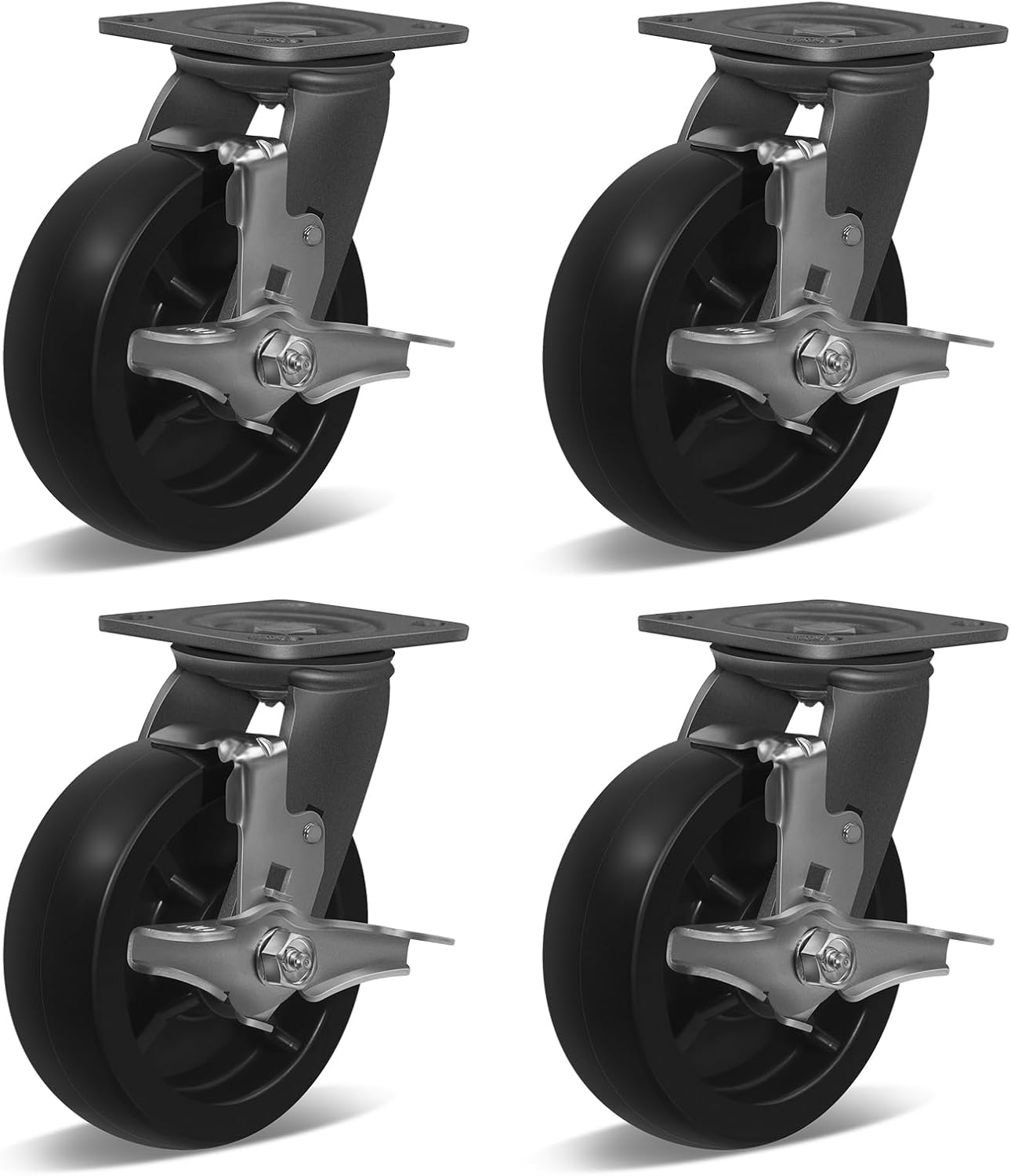 6 Inch Dumpster and Trash Bin Industrial Casters  Heavy Duty Polyolefin Wheels