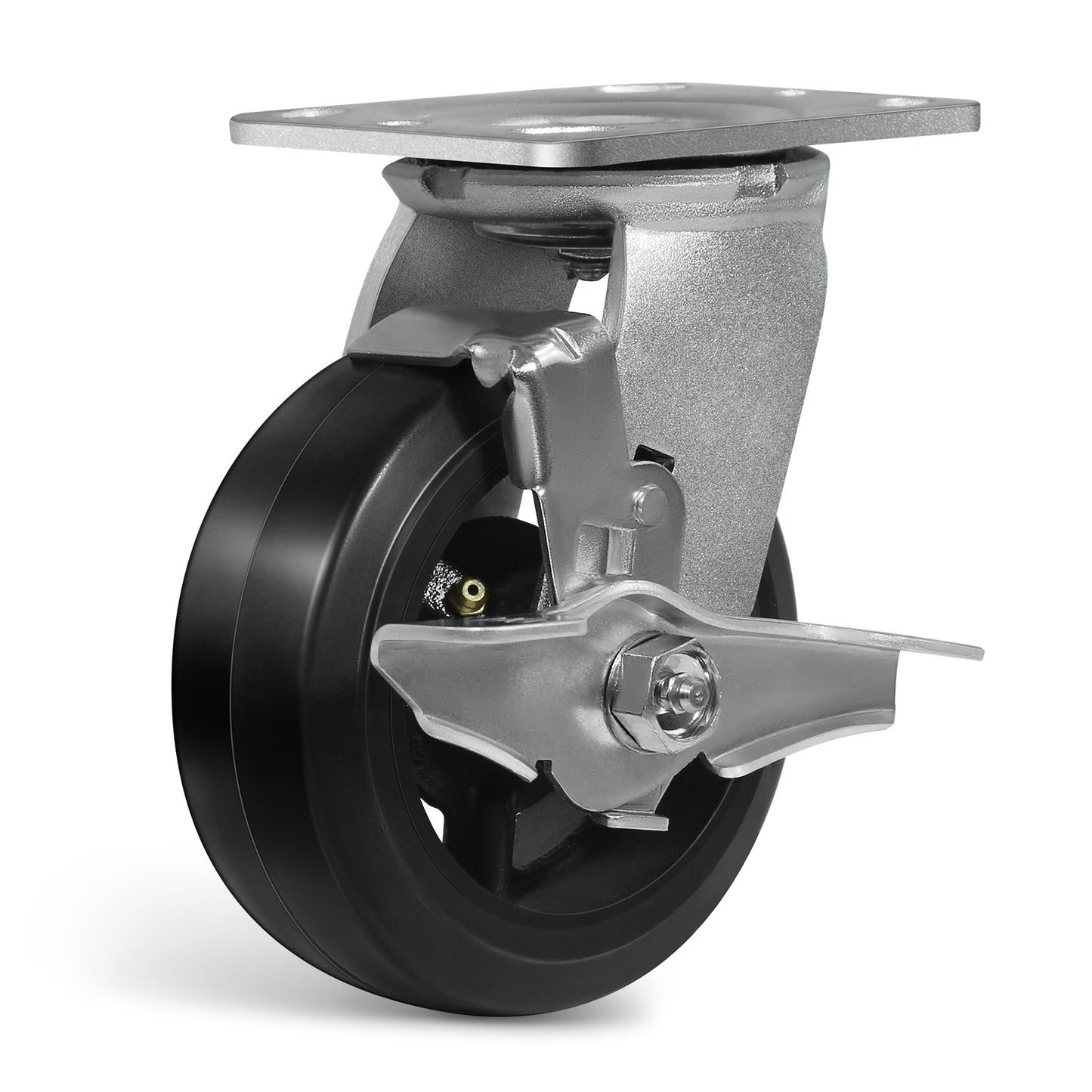 Heavy Duty Casters - Rubber Tread on Cast Iron Core, Caster Wheels for Heavy-Duty Mobility