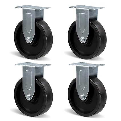 Polyolefin Heavy Duty Caster Wheels with Brake,Rigid,Swivel, Set of 4 Loading Capacity 1000LB Total for Cart Furniture