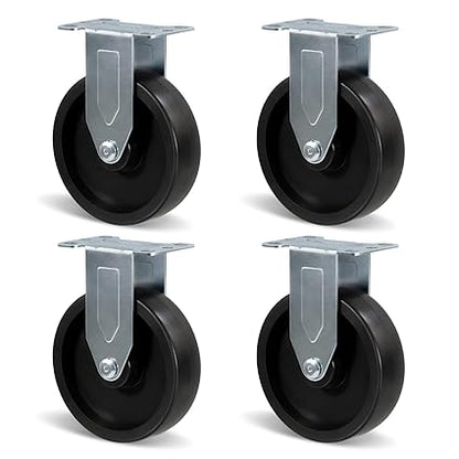Polyolefin Heavy Duty Caster Wheels with Brake,Rigid,Swivel, Set of 4 Loading Capacity 1000LB Total for Cart Furniture