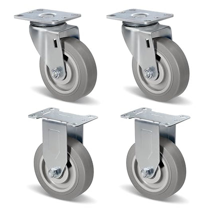 1.5" Wide Heavy Duty Gray Quite Rubber Casters