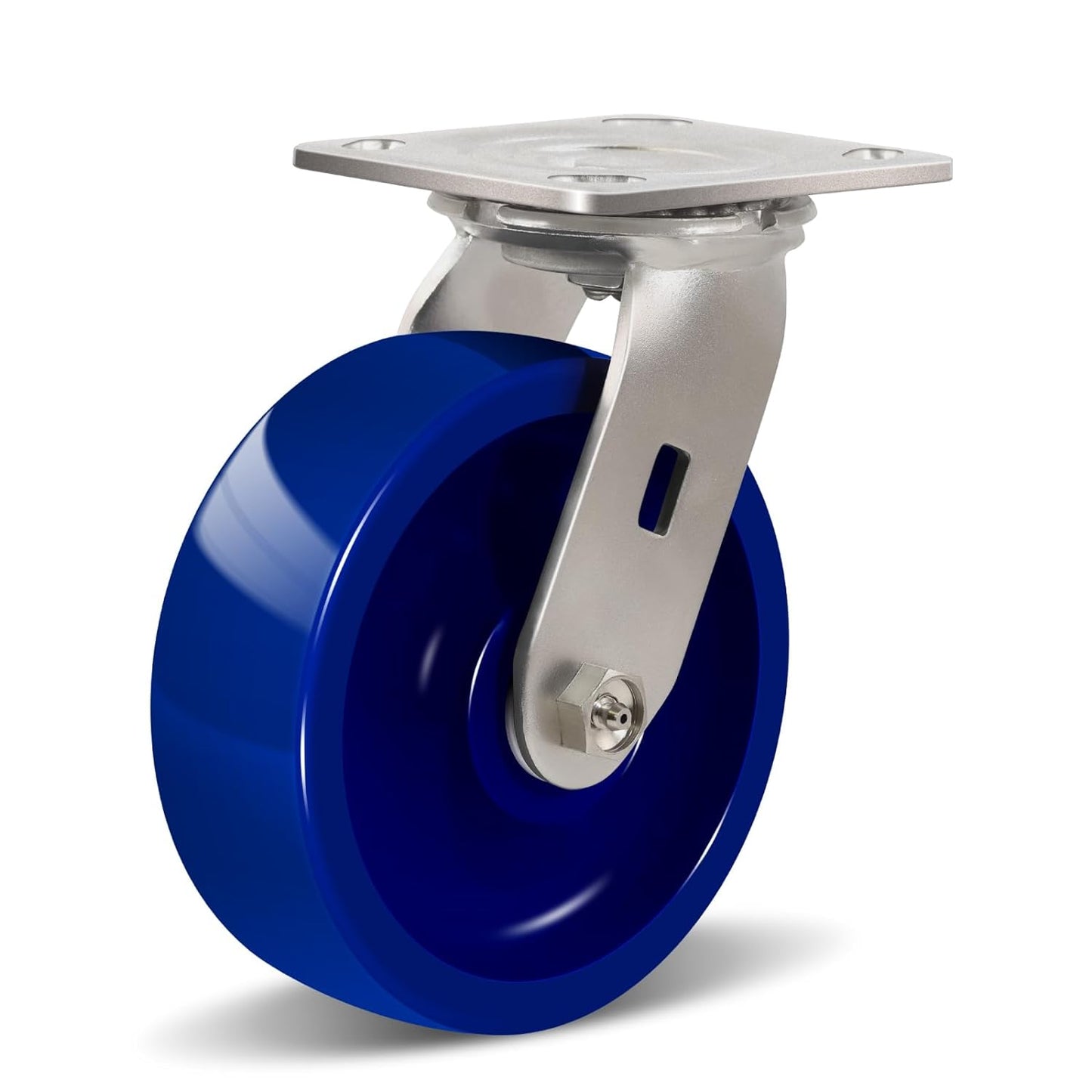 Industrial Stainless Steel Caster, Corrosion Resistant, Heavy-Duty Solid Polyurethane Wheels for Food Processing, Pharmaceutical Labs (Blue)