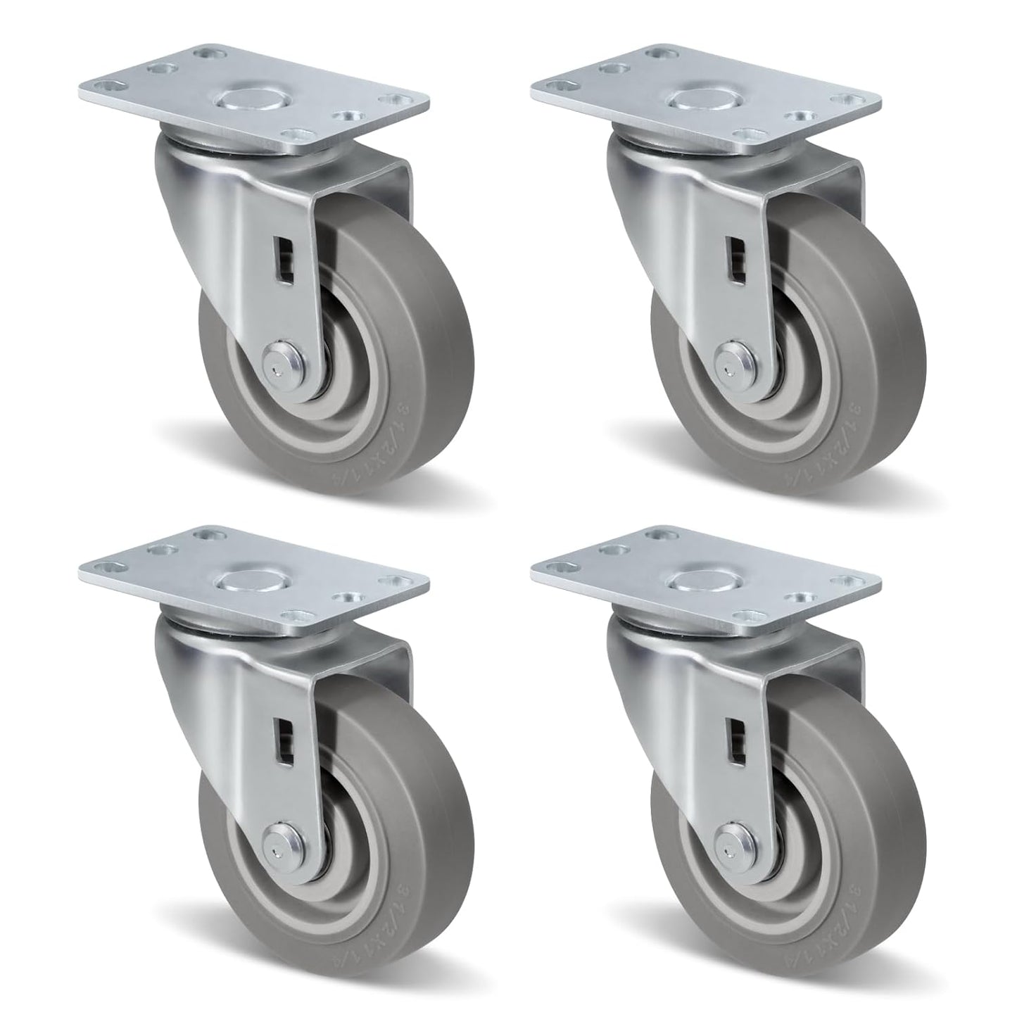 1.5" Wide Heavy Duty Gray Quite Rubber Casters