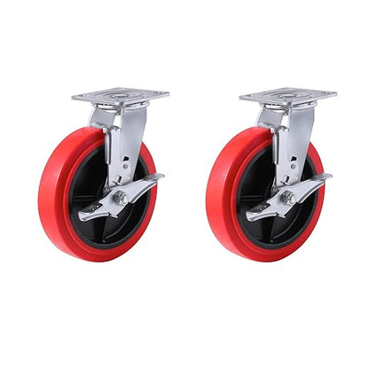 Polyurethane Tread on Polypropylene Core (RED) Heavy Duty Casters with 1200lbs Capacity, Widely Used in Platform Trucks, Furniture, Workbench, Tool Box   You