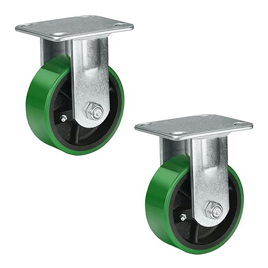 Polyurethane Wheel Swivel Casters,Rigid, Break, Industrial Load Capacity 4800lbs(Green)