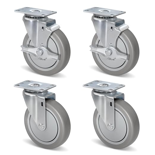 1.5" Wide Heavy Duty Gray Quite Rubber Casters