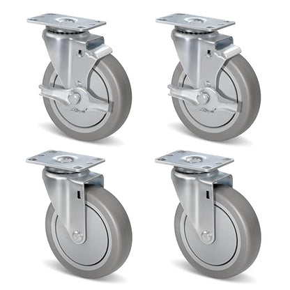 1.5" Wide Heavy Duty Gray Quite Rubber Casters