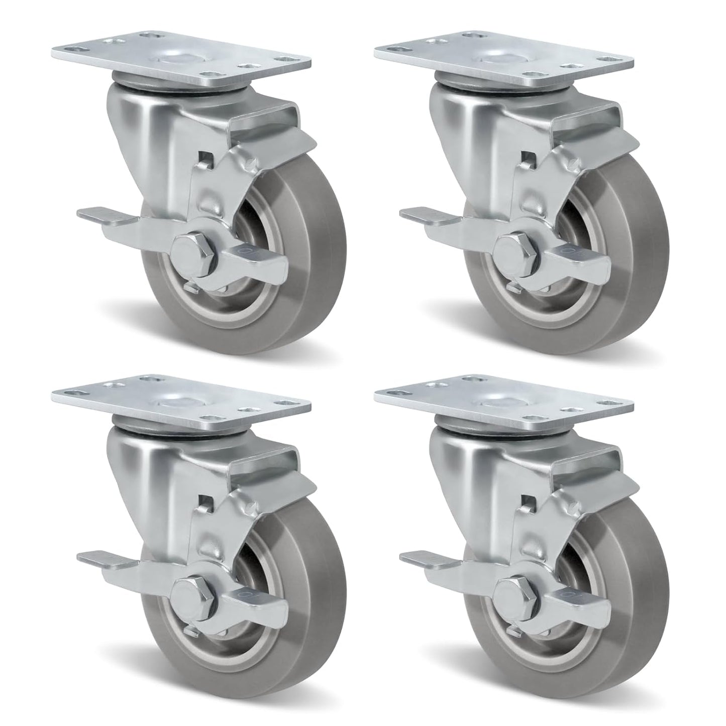 1.5" Wide Heavy Duty Gray Quite Rubber Casters