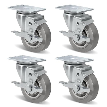 1.5" Wide Heavy Duty Gray Quite Rubber Casters