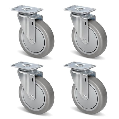 1.5" Wide Heavy Duty Gray Quite Rubber Casters