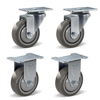 Polyurethane Wheels, Heavy Duty Locking Casters Set of 4 Swivel Wheels for Cart, Furniture, Workbench, 1000 LBS Total Capacity