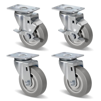 1.5" Wide Heavy Duty Gray Quite Rubber Casters