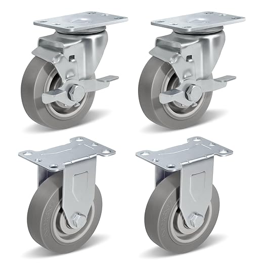 1.5" Wide Heavy Duty Gray Quite Rubber Casters