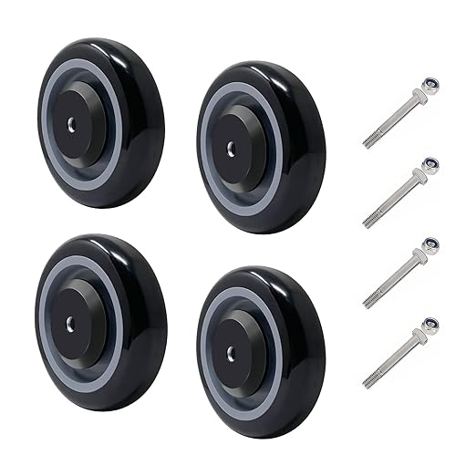 5" Polyurethane Shopping Cart Wheels Replacement Casters 3500lbs Total Capacity 5/16“ Bore and 3/8" Bore