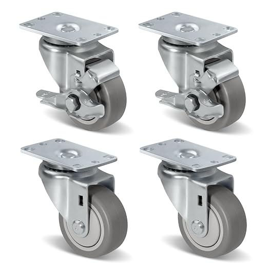 1.5" Wide Heavy Duty Gray Quite Rubber Casters